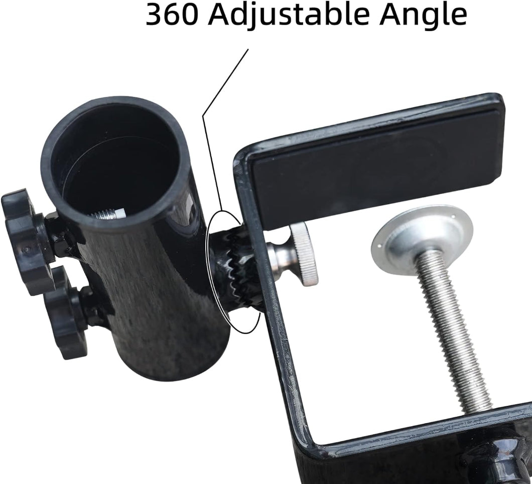 AMMSUN black heavy duty upgraded umbrella clamp for umbrella base outdoor patio has 360 adjustable angle