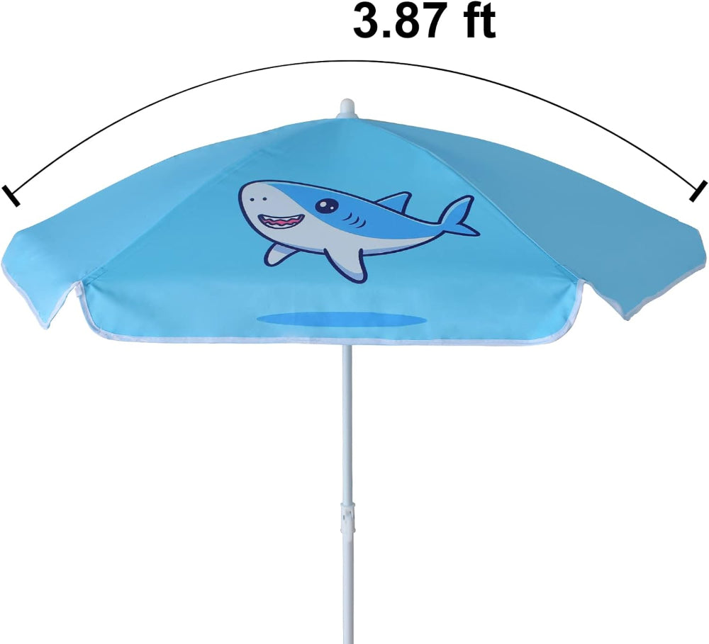 AMMSUN 47inches/ 5ft kid Umbrella baby umbrella for outside, Blue Shark step 2 umbrella for water table