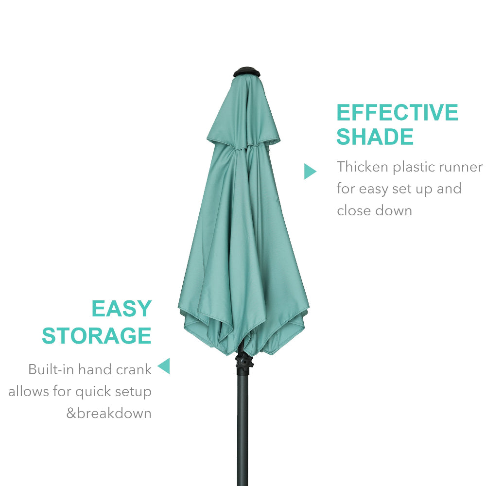 AMMSUN 6ft green outdoor patio backyard umbrella equipped with a thick plastic runner and height adjust knob