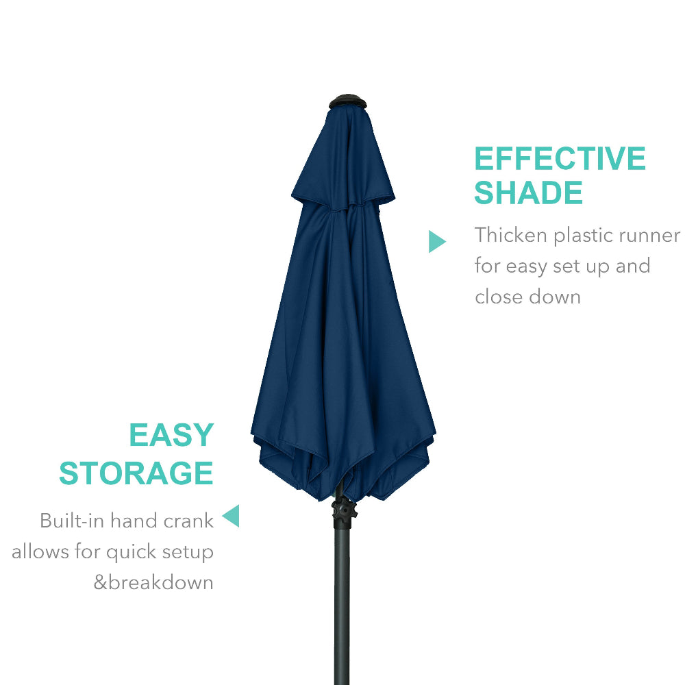 The AMMSUN 6ft dark blue outdoor patio umbrella for sun brella with thick plastic runner and height adjust knob