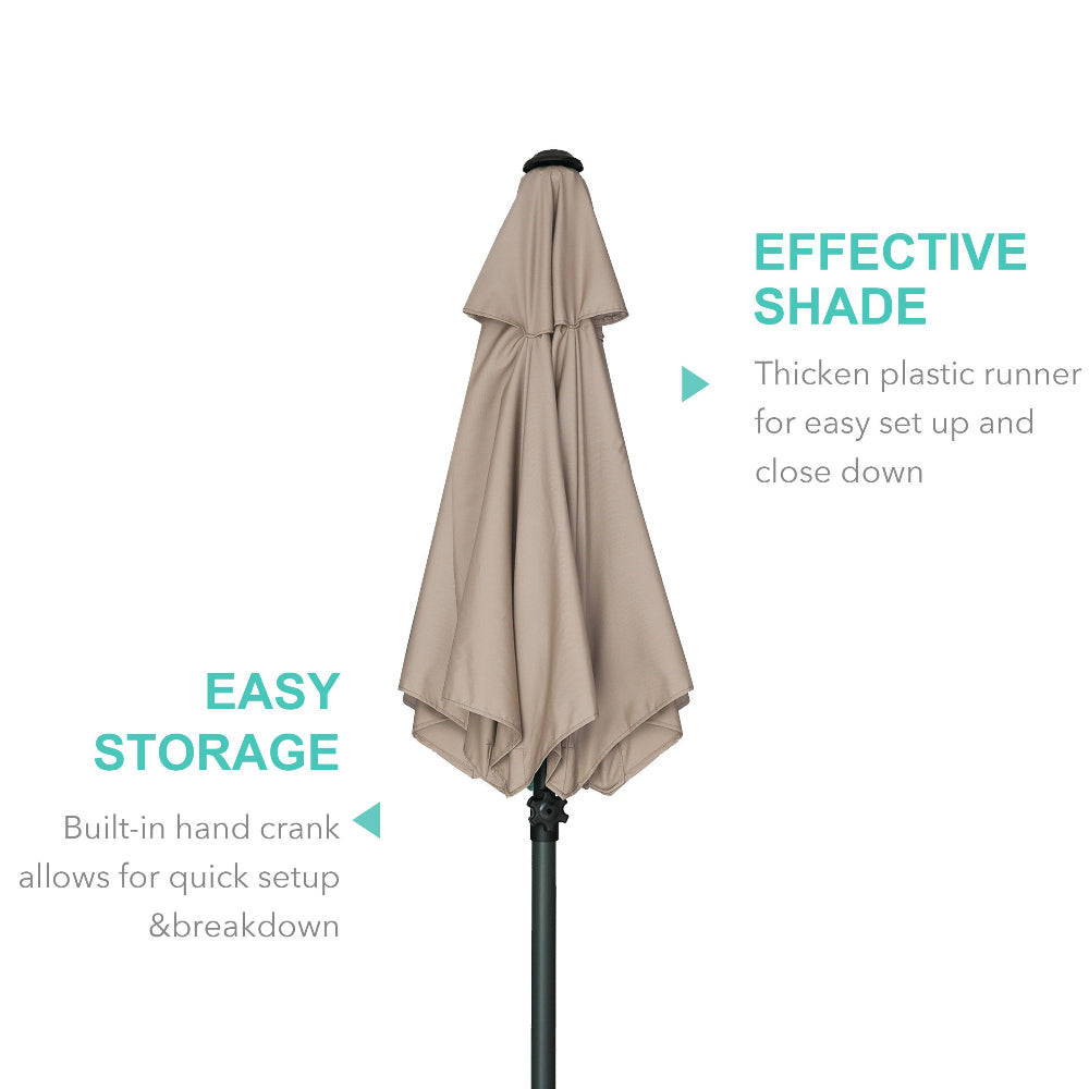 The AMMSUN 6ft beige outdoor patio best compact umbrella with thicken plastic runner and height adjust knob