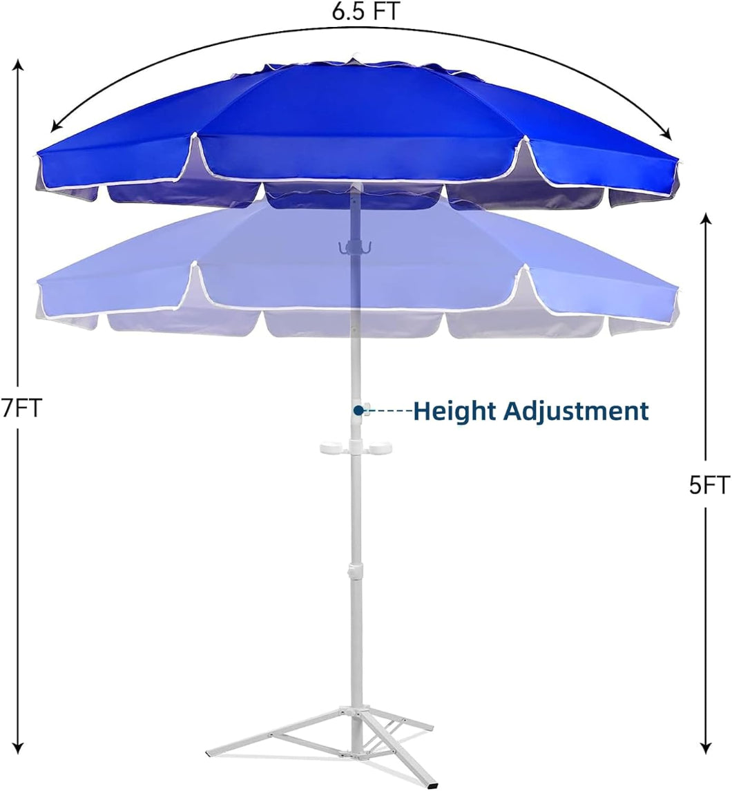 AMMSUN blue 6.5ft treestand umbrella, with adjustable height, extending from 5ft to 7ft, with tripod base