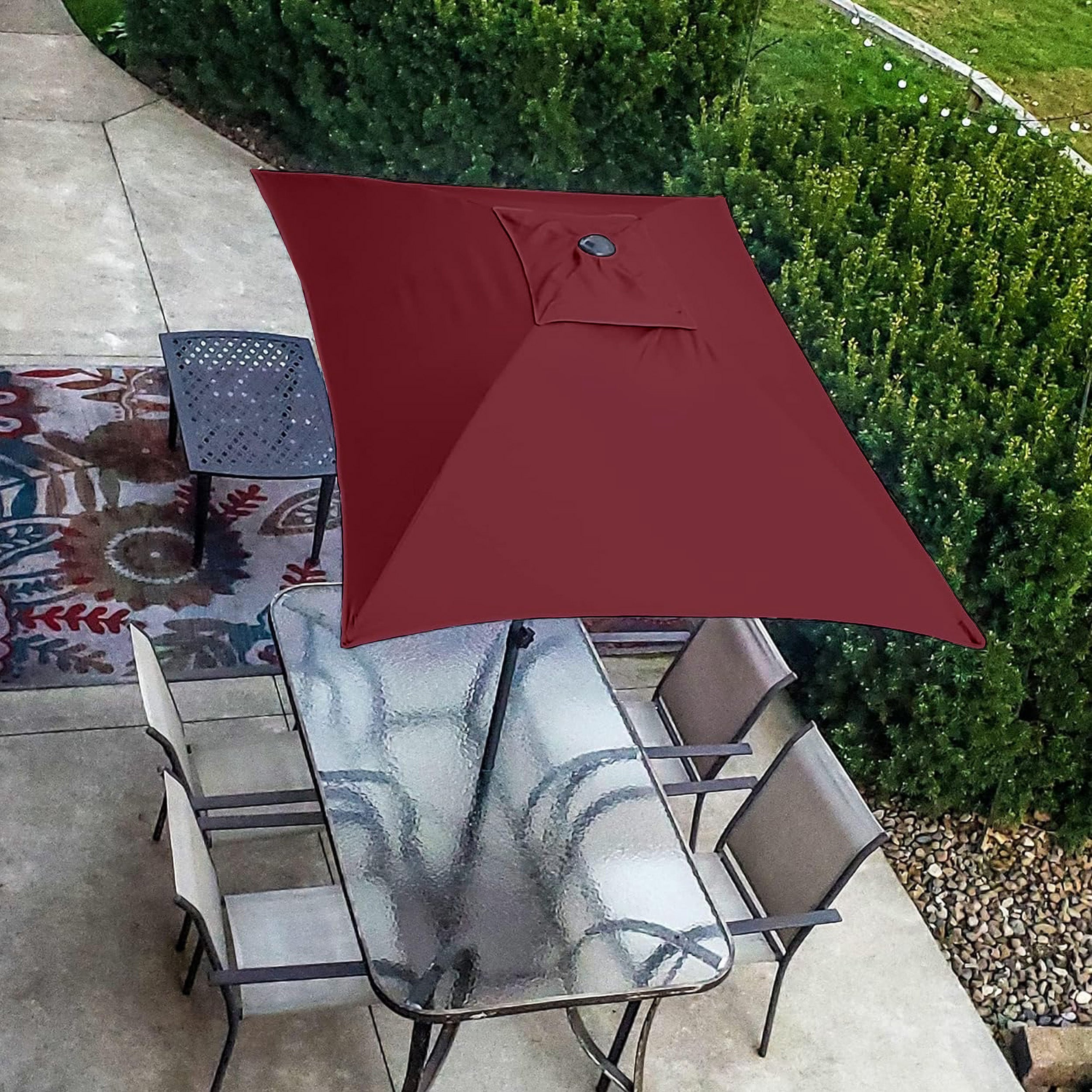 AMMSUN  6.6 x 4.3ft Rectangular Patio table Umbrella Maroon