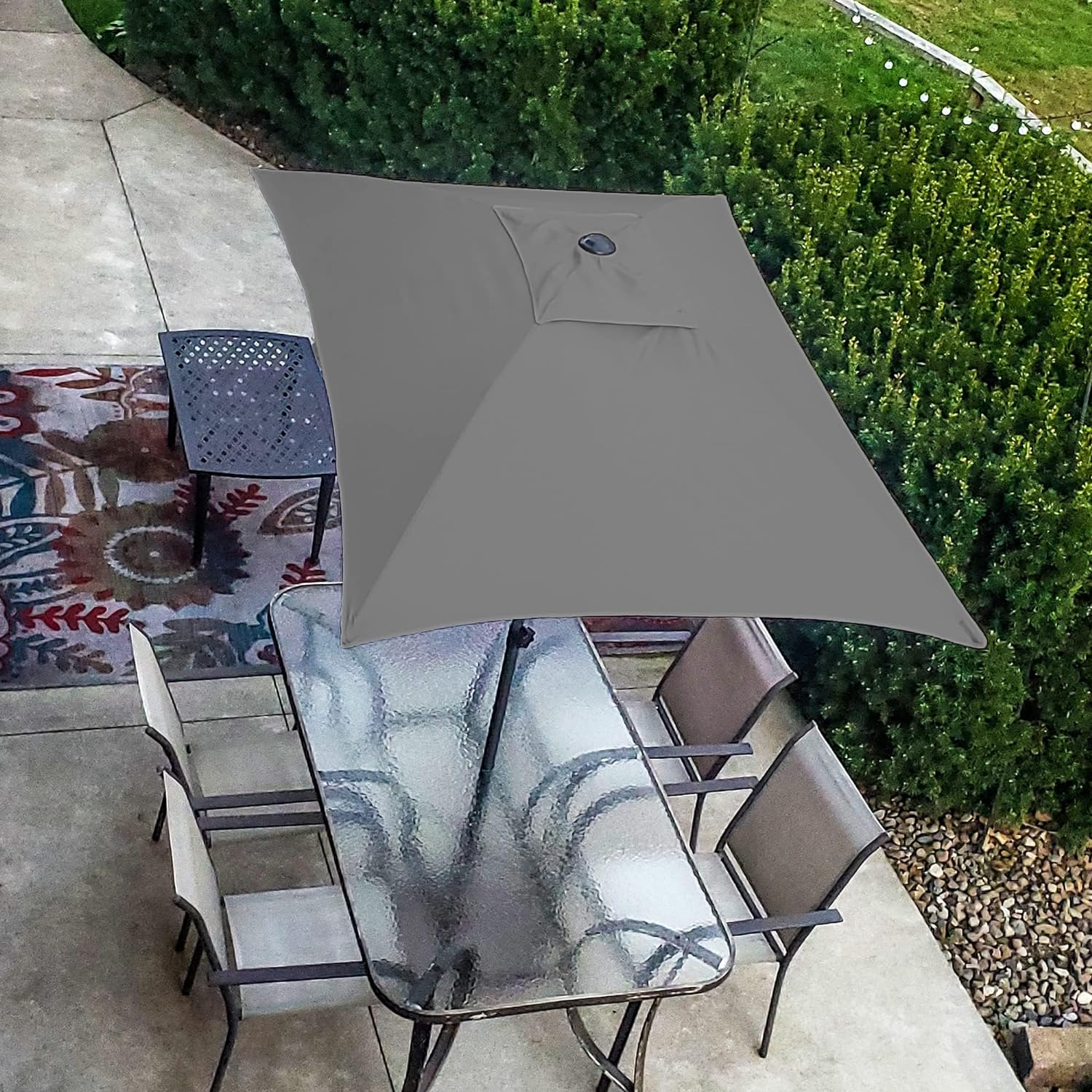 AMMSUN  6.6 x 4.3ft Rectangular Patio Umbrella Grey