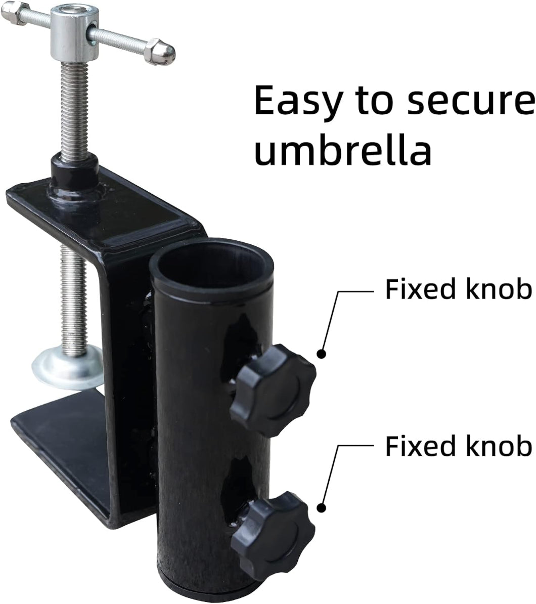 AMMSUN black patio umbrella clamp for patio umbrella stands & bases has two fixed knobs, easy to secure umbrella