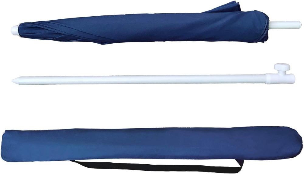 AMMSUN 6FT blue small umbrella outdoor patio beach umbrella clearance with white pole has a blue carry bag