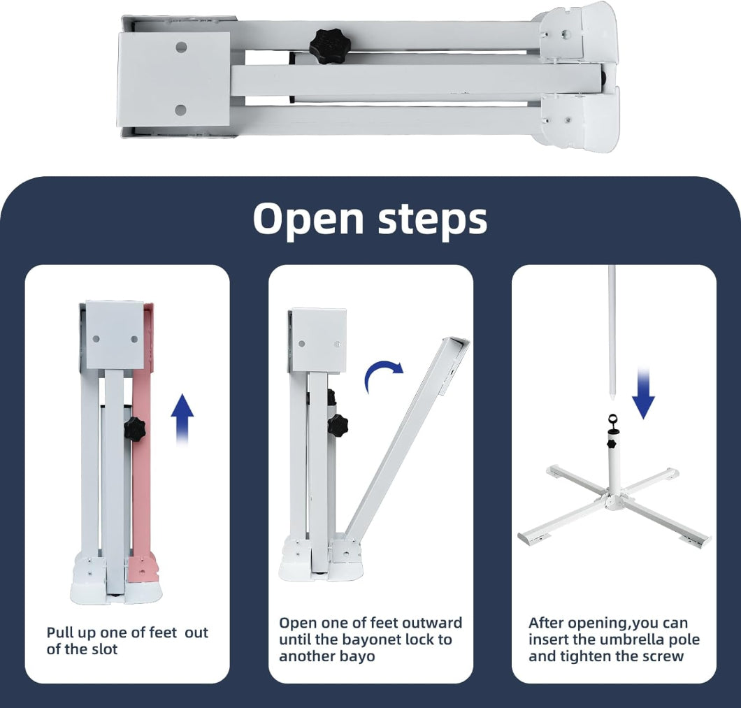 How to use AMMSUN foldable umbrella base for outdoor patio umbrella pole