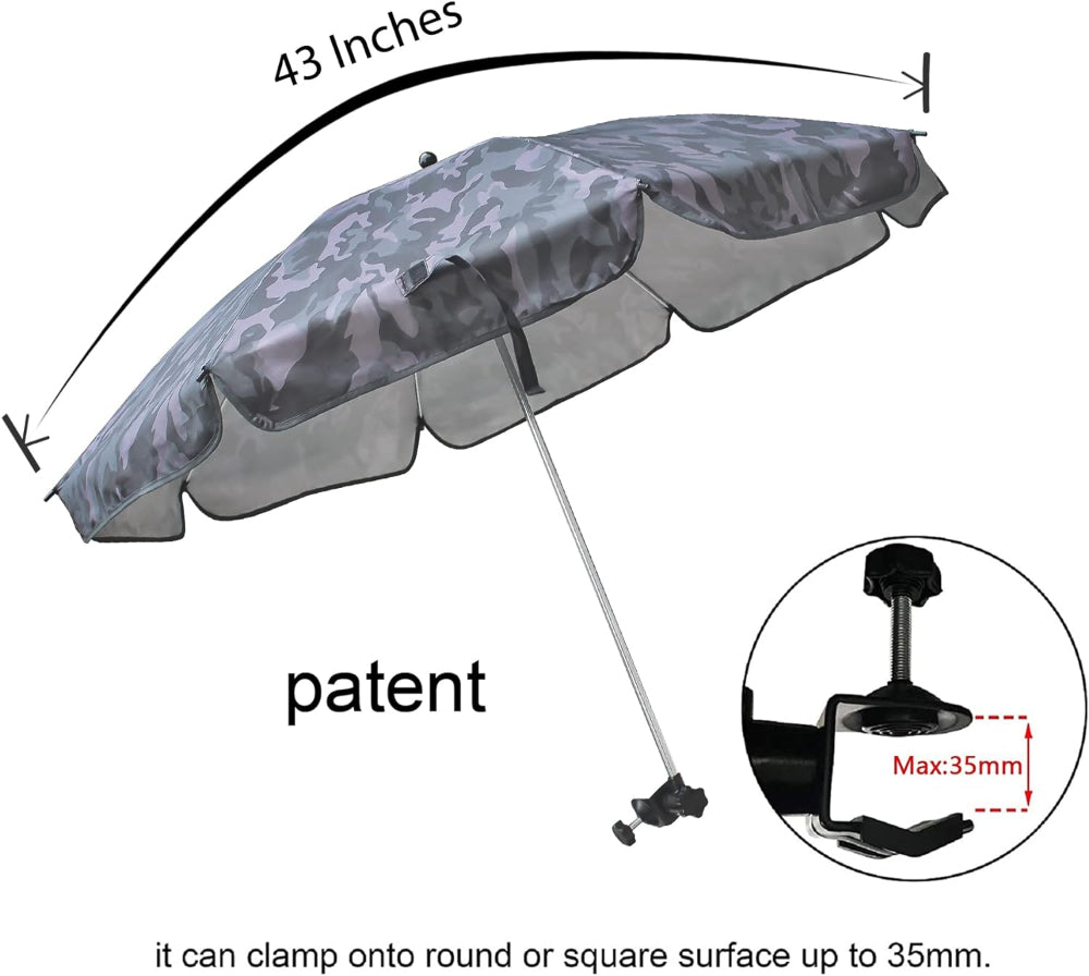 AMMSUN 43 inches Camouflage shade chair umbrella with patent clamp on umbrella