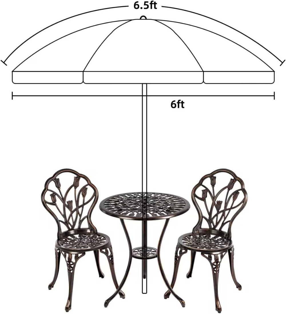 The pole of the AMMSUN 6.5ft white outdoor table umbrella patio umbrella can be put into table's hole