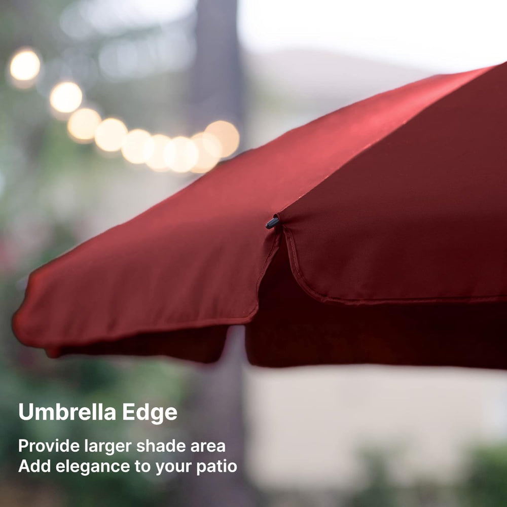 The AMMSUN 6.5ft maroon porch umbrella with stand and base for large outdoor umbrella offers a larger shaded area