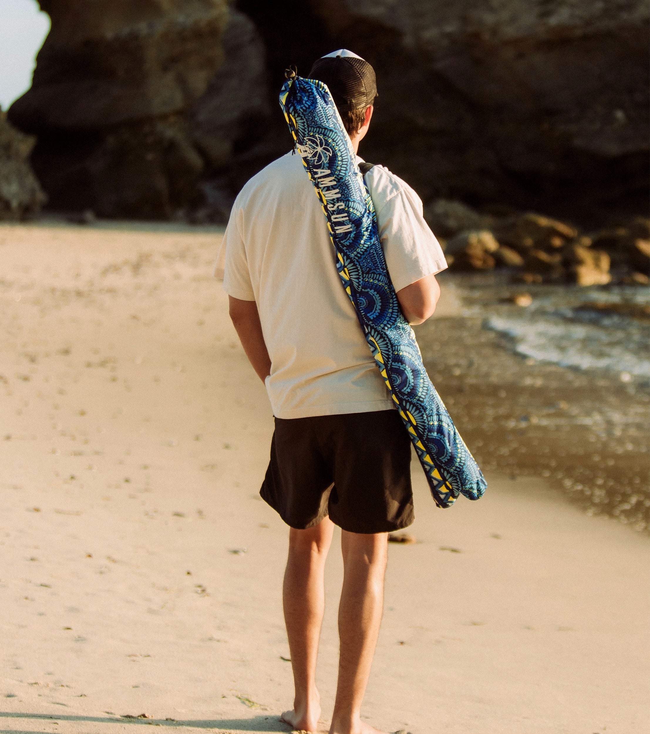 AMMSUN 7ft Beach Umbrella With Sand Anchor,Revival Blues