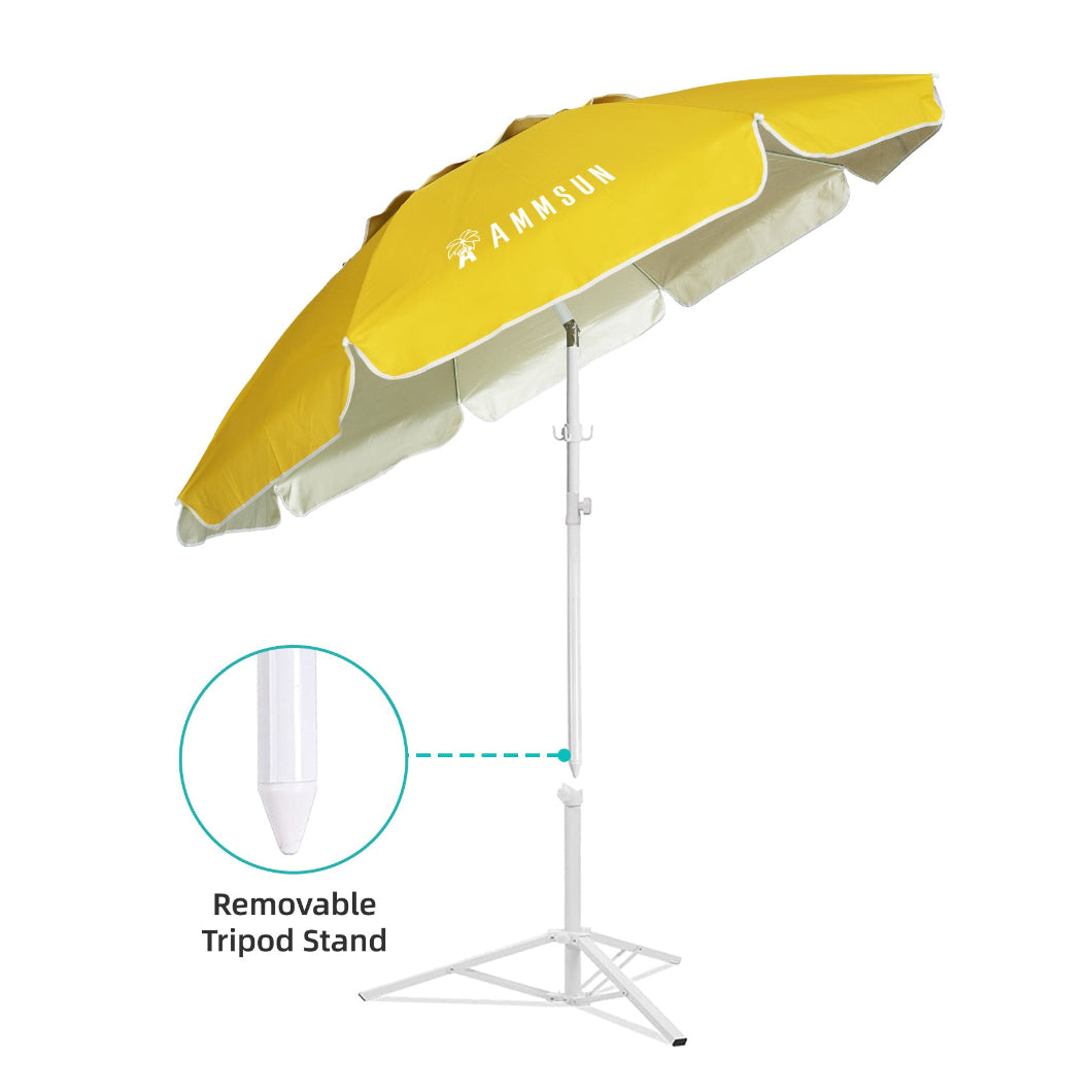 AMMSUN 6.5ft yellow portable sports umbrella with removable tripod stand for outdoor umbrella, with tilt