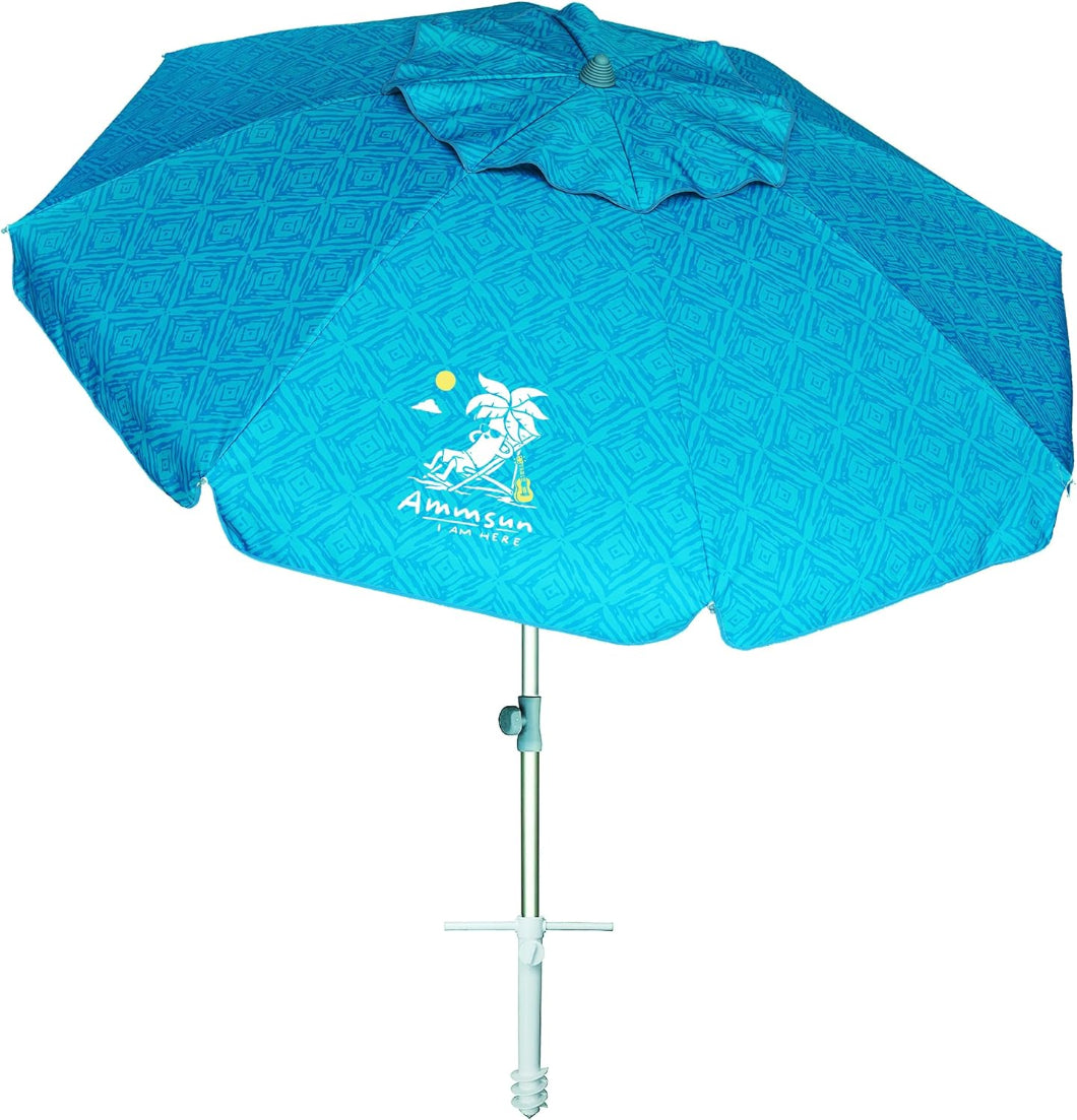 AMMSUN 7ft Beach Umbrella With Sand Anchor,Sky Whirlpool Teal