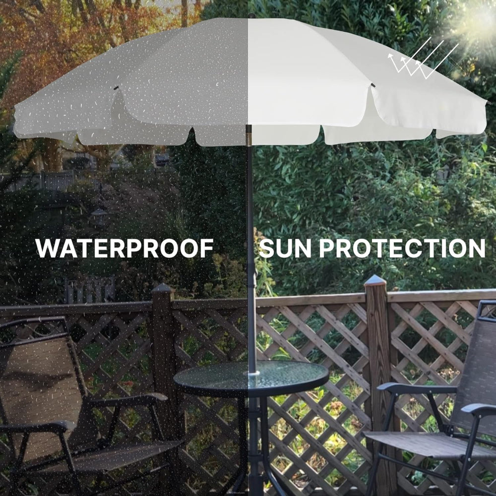 AMMSUN 6.5ft white uv protection porch umbrella outdoor, is waterproof