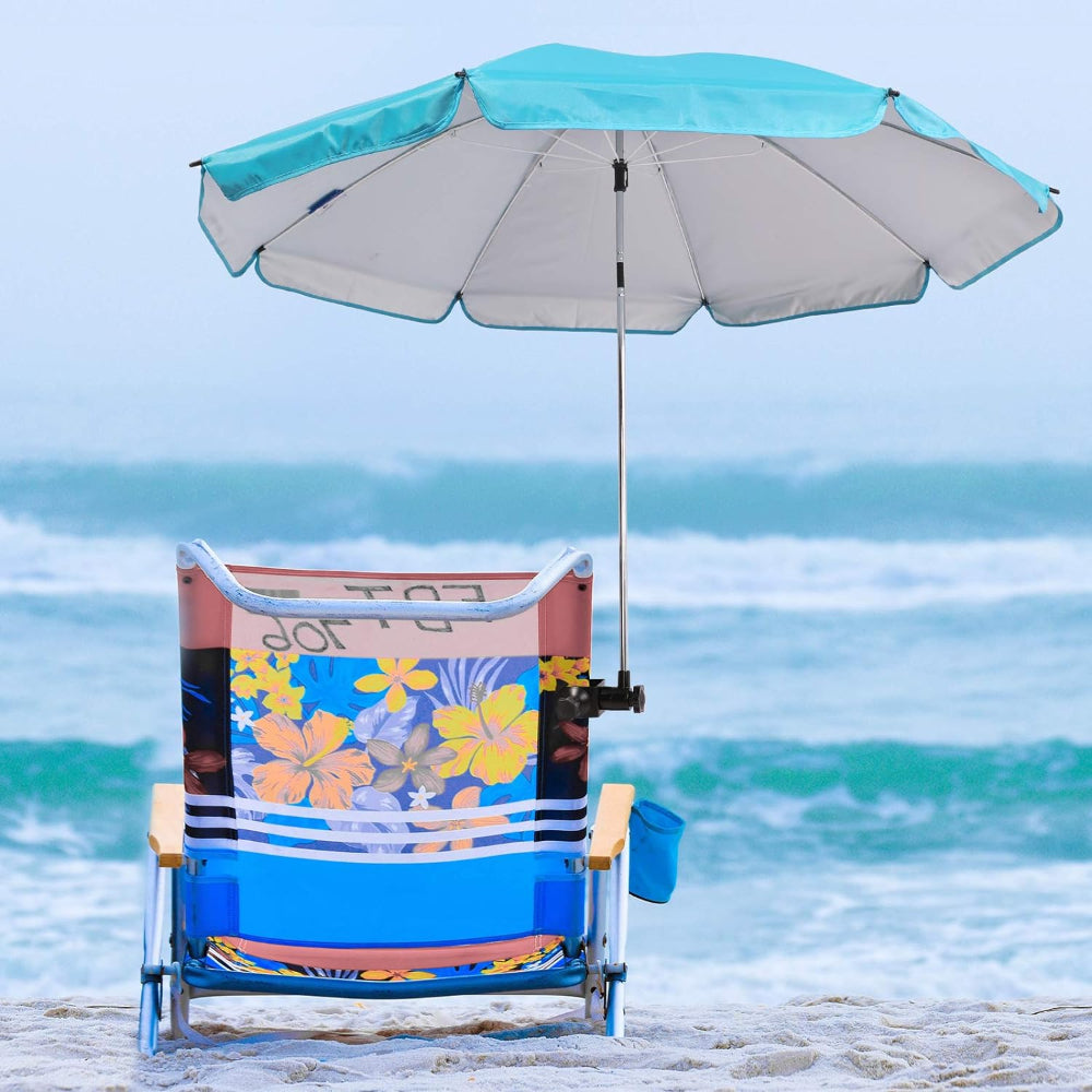 AMMSUN sky blue 52 inches chair umbrella with clamp adjustable on the beach chair