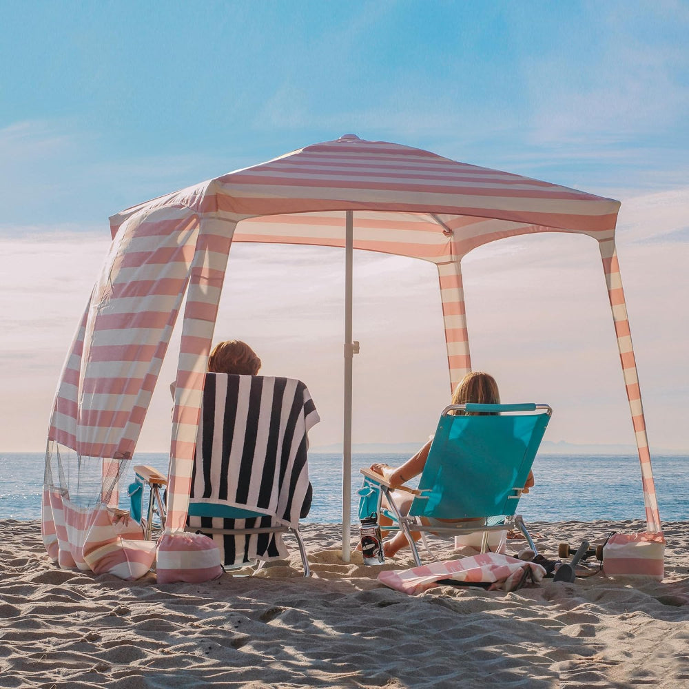 AMMSUN 6.2 6.2 Beach Cabana With Privacy Sunwall Elegant Pink AMMSUN Beach Umbrella