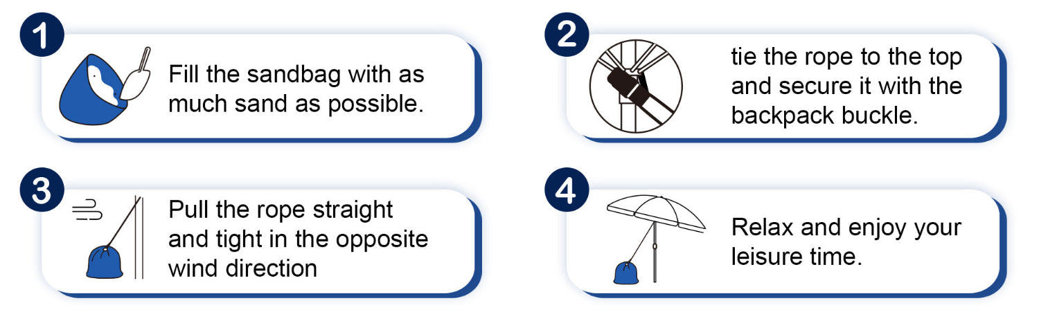 Instructionof using AMMSUN beach umbrella additional sand bag for canopy weight