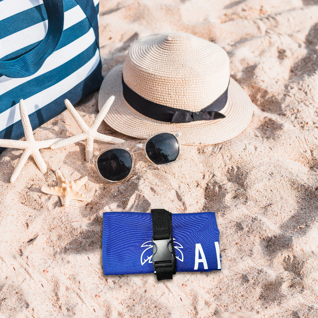 AMMSUN blue additional sandbags for beach umbrellas for sand can be stowed away with the hat in handbag