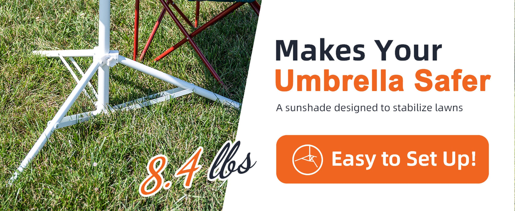 AMMSUN 6.5ft portable beach umbrella for sports with easy set up tripod base for safety